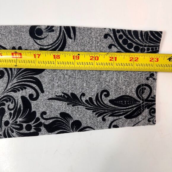 NWT Indigo Soul Floral Scroll Print Cowl Neck Grey Tunic Womens L Stretch Hi-Lo - Picture 12 of 16